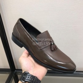 Ferragamo Fashion Calf Leather Tassels Casual Business Shoes For Men Coffee