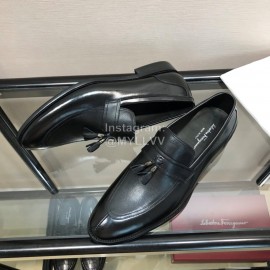Ferragamo Fashion Calf Leather Tassels Casual Business Shoes For Men Black