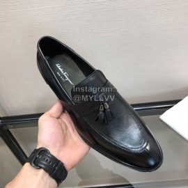 Ferragamo Fashion Calf Leather Tassels Casual Business Shoes For Men Black