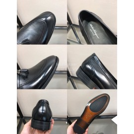 Ferragamo Fashion Calf Leather Tassels Casual Business Shoes For Men Black