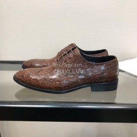 Ferragamo Brown Calf Leather Casual Business Shoes For Men 