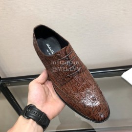 Ferragamo Brown Calf Leather Casual Business Shoes For Men 