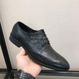 Ferragamo Black Calf Leather Casual Business Shoes For Men 