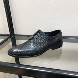Ferragamo Black Calf Leather Casual Business Shoes For Men 
