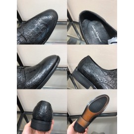 Ferragamo Black Calf Leather Casual Business Shoes For Men 