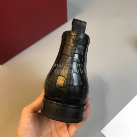 Ferragamo New Plaid Calf Leather Casual Chelsea Boots For Men Black