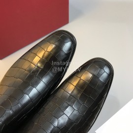 Ferragamo New Plaid Calf Leather Casual Chelsea Boots For Men Black