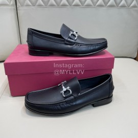 Ferragamo Cowhide Gancini Buckle Shoes For Men 