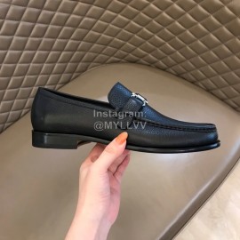 Ferragamo Calf Leather Business Shoes For Men Black