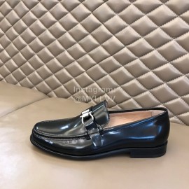 Ferragamo Calf Leather Business Shoes Black For Men 