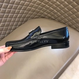 Ferragamo Calf Leather Business Shoes Black For Men 