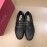 Ferragamo Calf Leather Gancini Buckle Black Shoes For Men