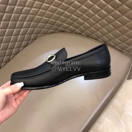 Ferragamo Calf Leather Gancini Buckle Shoes For Men 