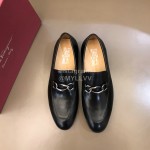 Ferragamo Leather Business Shoes Black For Men 
