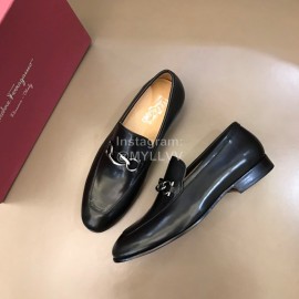 Ferragamo Leather Business Shoes Black For Men 