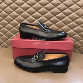 Ferragamo Leather Business Shoes Black For Men 