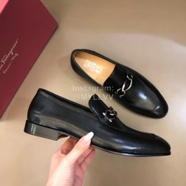 Ferragamo Leather Business Shoes Black For Men 