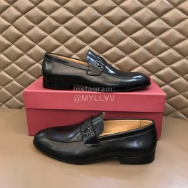 Ferragamo Leather Black Business Shoes For Men 
