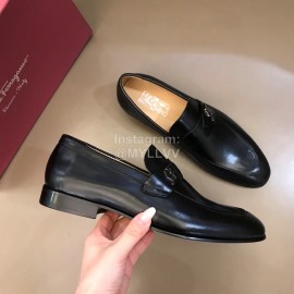 Ferragamo Leather Black Business Shoes For Men 
