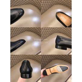 Ferragamo Leather Black Business Shoes For Men 