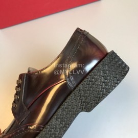 Ferragamo Calf Leather Lace Up Business Shoes For Men Wine Red