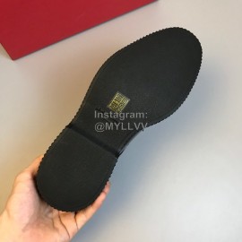 Ferragamo Calf Leather Lace Up Business Shoes For Men Wine Red