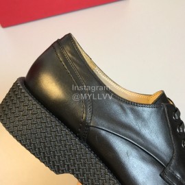 Ferragamo Black Calf Leather Lace Up Business Shoes For Men 