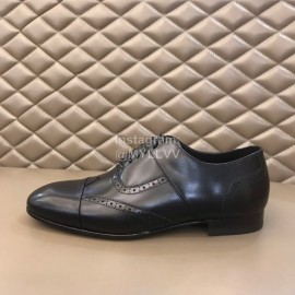 Ferragamo Cowhide Lace Up Business Shoes For Men Black