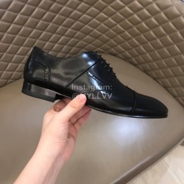 Ferragamo Cowhide Lace Up Business Shoes For Men Black