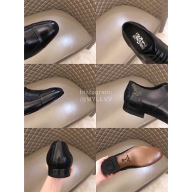 Ferragamo Cowhide Lace Up Business Shoes For Men Black