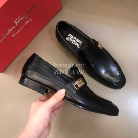 Ferragamo Vintage Leather Casual Shoes For Men Black 