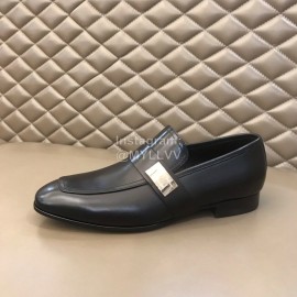 Ferragamo Vintage Leather Casual Shoes For Men Black 