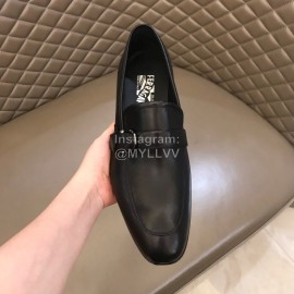 Ferragamo Classic Black Leather Business Shoes For Men 