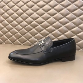 Ferragamo Classic Leather Casual Shoes For Men Black 