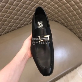 Ferragamo Classic Leather Casual Shoes For Men Black 