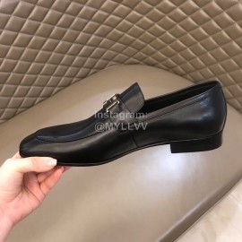 Ferragamo Classic Leather Casual Shoes For Men Black 