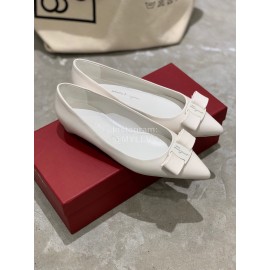 Salvatore Ferragamo Fashion Bow Pointed Shoes For Women White