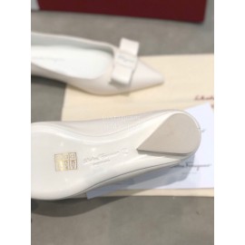 Salvatore Ferragamo Fashion Bow Pointed Shoes For Women White
