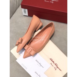 Salvatore Ferragamo Fashion Bow Pointed Shoes For Women Pink