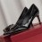 Salvatore Ferragamo Fashion Patent Leather Bow Pointed High Heels For Women Black