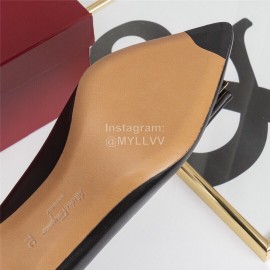 Salvatore Ferragamo Fashion Leather Bow Pointed High Heels For Women Black