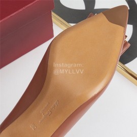 Salvatore Ferragamo Fashion Leather Bow Pointed High Heels For Women 