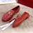 Salvatore Ferragamo Fashion Leather Flat Heel Shoes For Women Red