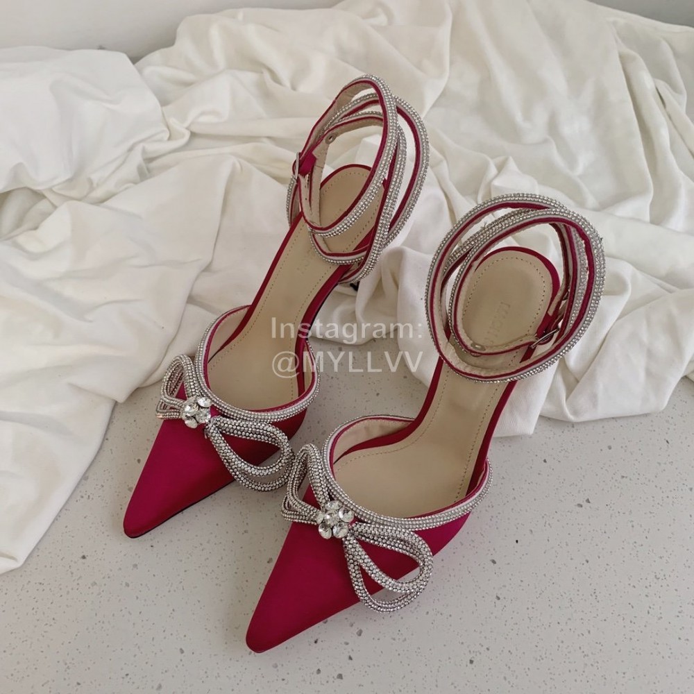 Salvatore Ferragamo Fashion Leather Bow High Heeled Sandals For Women Rose Red