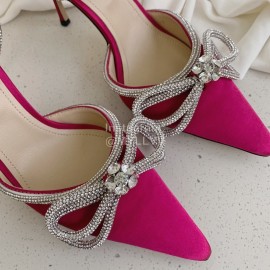 Salvatore Ferragamo Fashion Leather Bow High Heeled Sandals For Women Rose Red