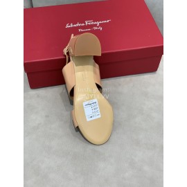 Salvatore Ferragamo Soft Patent Leather Bow Sandals For Women Khaki