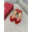 Salvatore Ferragamo New Patent Leather Bow High Heel Slippers For Women Red