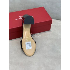 Salvatore Ferragamo New Patent Leather Bow High Heel Sandals For Women Black