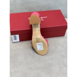 Salvatore Ferragamo New Patent Leather Bow High Heel Sandals For Women Rose Red