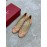 Salvatore Ferragamo New Round Head Gold Button Thick Heel Shoes For Women Pink